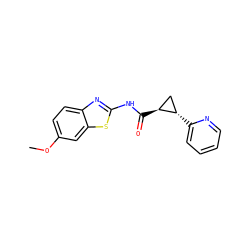 COc1ccc2nc(NC(=O)[C@H]3C[C@@H]3c3ccccn3)sc2c1 ZINC000103294166