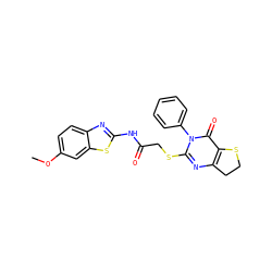 COc1ccc2nc(NC(=O)CSc3nc4c(c(=O)n3-c3ccccc3)SCC4)sc2c1 ZINC000095585099