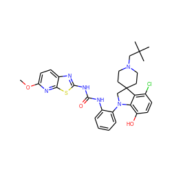 COc1ccc2nc(NC(=O)Nc3ccccc3N3CC4(CCN(CC(C)(C)C)CC4)c4c(Cl)ccc(O)c43)sc2n1 ZINC001772636147