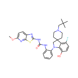 COc1ccc2nc(NC(=O)Nc3ccccc3N3CC4(CCN(CC(C)(C)C)CC4)c4c(F)ccc(O)c43)sc2n1 ZINC001772641572