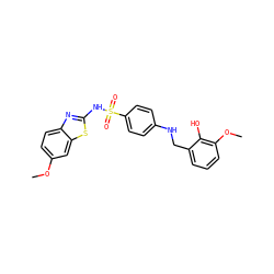 COc1ccc2nc(NS(=O)(=O)c3ccc(NCc4cccc(OC)c4O)cc3)sc2c1 ZINC000103266559