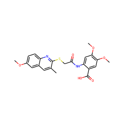 COc1ccc2nc(SCC(=O)Nc3cc(OC)c(OC)cc3C(=O)O)c(C)cc2c1 ZINC000000933004