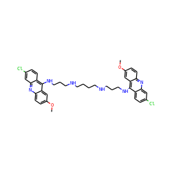 COc1ccc2nc3cc(Cl)ccc3c(NCCCNCCCCNCCCNc3c4ccc(Cl)cc4nc4ccc(OC)cc34)c2c1 ZINC000095574884