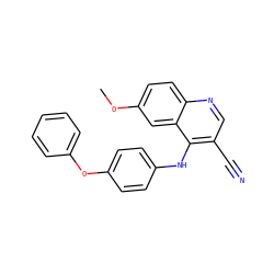 COc1ccc2ncc(C#N)c(Nc3ccc(Oc4ccccc4)cc3)c2c1 ZINC000026721398