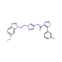 COc1ccc2ncn(CCn3cc(NC(=O)c4ncoc4-c4cccc(C)c4)cn3)c2c1 ZINC000201525992