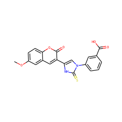 COc1ccc2oc(=O)c(-c3cn(-c4cccc(C(=O)O)c4)c(=S)[nH]3)cc2c1 ZINC000082151308