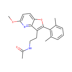COc1ccc2oc(-c3c(C)cccc3C)c(CCNC(C)=O)c2n1 ZINC000653782487