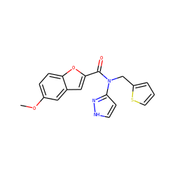 COc1ccc2oc(C(=O)N(Cc3cccs3)c3cc[nH]n3)cc2c1 ZINC001772654337