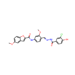 COc1ccc2oc(C(=O)Nc3ccc(/C=N/NC(=O)c4ccc(O)c(Cl)c4)c(OC)c3)cc2c1 ZINC000013492726