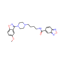 COc1ccc2onc(N3CCN(CCCCNC(=O)c4ccc5nonc5c4)CC3)c2c1 ZINC000013679097
