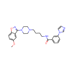 COc1ccc2onc(N3CCN(CCCCNC(=O)c4cccc(-n5ccnc5)c4)CC3)c2c1 ZINC000013679112