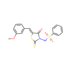 COc1cccc(/C=C2\SC(=S)N(NS(=O)(=O)c3ccccc3)C2=O)c1 ZINC000013680684