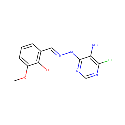 COc1cccc(/C=N/Nc2ncnc(Cl)c2N)c1O ZINC000005341285