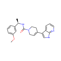 COc1cccc([C@@H](C)NC(=O)N2CC=C(c3c[nH]c4ncccc34)CC2)c1 ZINC000063298497