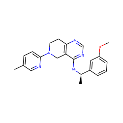 COc1cccc([C@@H](C)Nc2ncnc3c2CN(c2ccc(C)cn2)CC3)c1 ZINC000114997940