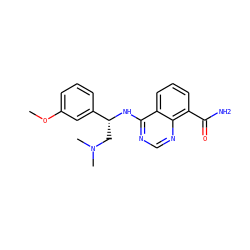 COc1cccc([C@@H](CN(C)C)Nc2ncnc3c(C(N)=O)cccc23)c1 ZINC000114347216