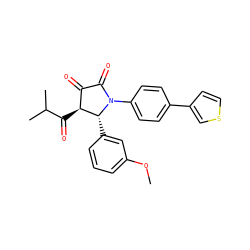 COc1cccc([C@@H]2[C@@H](C(=O)C(C)C)C(=O)C(=O)N2c2ccc(-c3ccsc3)cc2)c1 ZINC000169695652