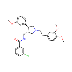 COc1cccc([C@H]2CN(CCc3ccc(OC)c(OC)c3)C[C@@H]2CNC(=O)c2cccc(Cl)c2)c1 ZINC000071329162