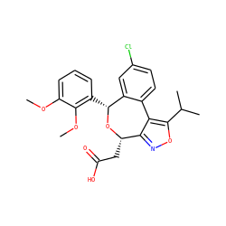 COc1cccc([C@H]2O[C@@H](CC(=O)O)c3noc(C(C)C)c3-c3ccc(Cl)cc32)c1OC ZINC000043178071