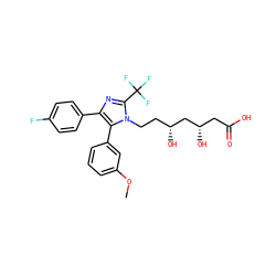 COc1cccc(-c2c(-c3ccc(F)cc3)nc(C(F)(F)F)n2CC[C@@H](O)C[C@@H](O)CC(=O)O)c1 ZINC000013833946