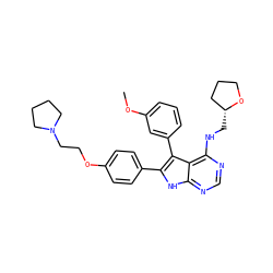 COc1cccc(-c2c(-c3ccc(OCCN4CCCC4)cc3)[nH]c3ncnc(NC[C@@H]4CCCO4)c23)c1 ZINC000084731763