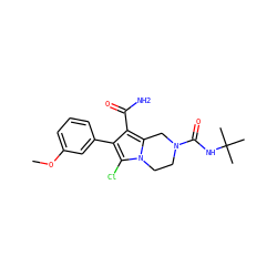 COc1cccc(-c2c(C(N)=O)c3n(c2Cl)CCN(C(=O)NC(C)(C)C)C3)c1 ZINC001772624850