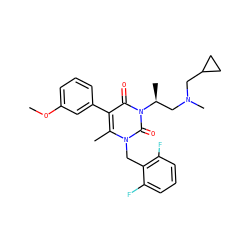 COc1cccc(-c2c(C)n(Cc3c(F)cccc3F)c(=O)n([C@@H](C)CN(C)CC3CC3)c2=O)c1 ZINC000013553294