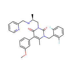 COc1cccc(-c2c(C)n(Cc3c(F)cccc3F)c(=O)n(C[C@H](C)NCc3ccccn3)c2=O)c1 ZINC000013553278