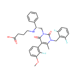COc1cccc(-c2c(C)n(Cc3c(F)cccc3F)c(=O)n(C[C@H](NCCCC(=O)O)c3ccccc3)c2=O)c1F ZINC000042833893