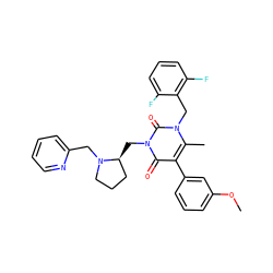 COc1cccc(-c2c(C)n(Cc3c(F)cccc3F)c(=O)n(C[C@H]3CCCN3Cc3ccccn3)c2=O)c1 ZINC000026976379