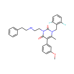 COc1cccc(-c2c(C)n(Cc3c(F)cccc3F)c(=O)n(CCNCCc3ccccc3)c2=O)c1 ZINC000026163605