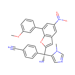 COc1cccc(-c2cc([N+](=O)[O-])cc3cc([C@](N)(c4ccc(C#N)cc4)c4cncn4C)oc23)c1 ZINC000003820261