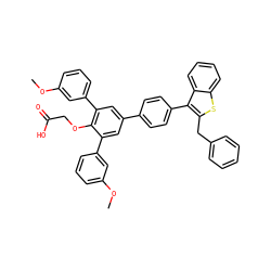 COc1cccc(-c2cc(-c3ccc(-c4c(Cc5ccccc5)sc5ccccc45)cc3)cc(-c3cccc(OC)c3)c2OCC(=O)O)c1 ZINC000028757352