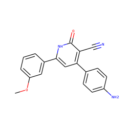 COc1cccc(-c2cc(-c3ccc(N)cc3)c(C#N)c(=O)[nH]2)c1 ZINC000299858196