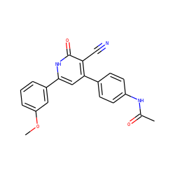 COc1cccc(-c2cc(-c3ccc(NC(C)=O)cc3)c(C#N)c(=O)[nH]2)c1 ZINC000299868843