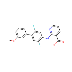 COc1cccc(-c2cc(F)c(Nc3ncccc3C(=O)O)cc2F)c1 ZINC000103277259