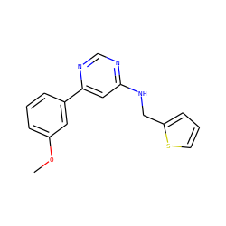 COc1cccc(-c2cc(NCc3cccs3)ncn2)c1 ZINC000004267538