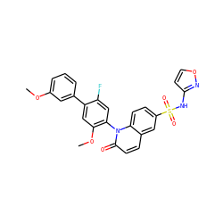 COc1cccc(-c2cc(OC)c(-n3c(=O)ccc4cc(S(=O)(=O)Nc5ccon5)ccc43)cc2F)c1 ZINC001772635286