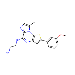 COc1cccc(-c2cc3nc(NCCN)c4ncc(C)n4c3s2)c1 ZINC000028950721