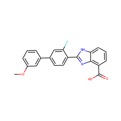 COc1cccc(-c2ccc(-c3nc4c(C(=O)O)cccc4[nH]3)c(F)c2)c1 ZINC000113981919