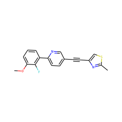 COc1cccc(-c2ccc(C#Cc3csc(C)n3)cn2)c1F ZINC000137238373
