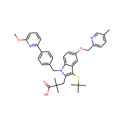 COc1cccc(-c2ccc(Cn3c(CC(C)(C)C(=O)O)c(SC(C)(C)C)c4cc(OCc5ccc(C)cn5)ccc43)cc2)n1 ZINC000073158452