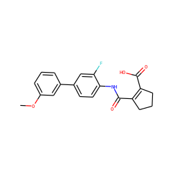 COc1cccc(-c2ccc(NC(=O)C3=C(C(=O)O)CCC3)c(F)c2)c1 ZINC000014960644