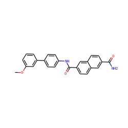 COc1cccc(-c2ccc(NC(=O)c3ccc4cc(C(N)=O)ccc4c3)cc2)c1 ZINC000073197369