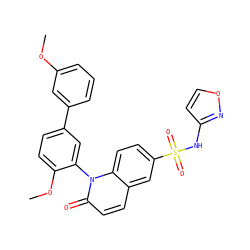 COc1cccc(-c2ccc(OC)c(-n3c(=O)ccc4cc(S(=O)(=O)Nc5ccon5)ccc43)c2)c1 ZINC001772604469