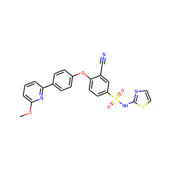 COc1cccc(-c2ccc(Oc3ccc(S(=O)(=O)Nc4nccs4)cc3C#N)cc2)n1 ZINC000095581857