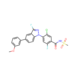 COc1cccc(-c2ccc3c(c2)c(F)nn3-c2cc(F)c(C(=O)NS(C)(=O)=O)cc2Cl)c1 ZINC001772579183