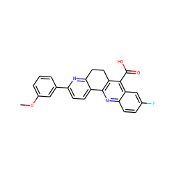 COc1cccc(-c2ccc3c(n2)CCc2c-3nc3ccc(F)cc3c2C(=O)O)c1 ZINC000026847675