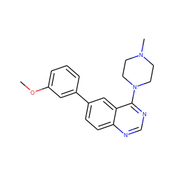 COc1cccc(-c2ccc3ncnc(N4CCN(C)CC4)c3c2)c1 ZINC000064622508