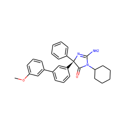 COc1cccc(-c2cccc([C@@]3(c4ccccc4)N=C(N)N(C4CCCCC4)C3=O)c2)c1 ZINC000218673820